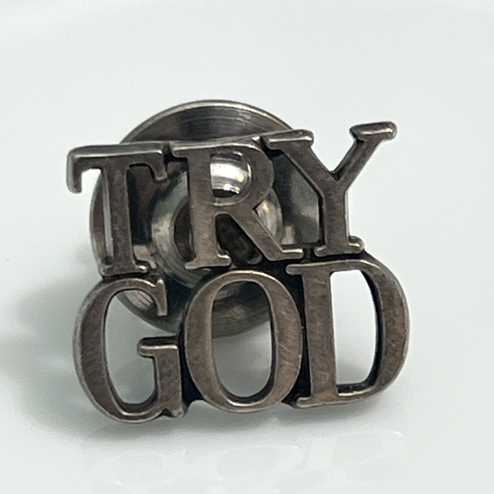 100% Authentic Vintage Tiffany & Co. "Try God" Sterling Silver Lapel Pin Brooch